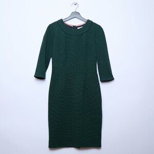 Boden Mia Ottoman 3/4 Sleeve Sheath Dress Forest Green 6 Petite career